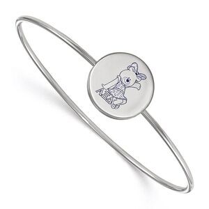 Sterling Silver Alpha Xi Delta Enamel Bear Bangle - 7 in.